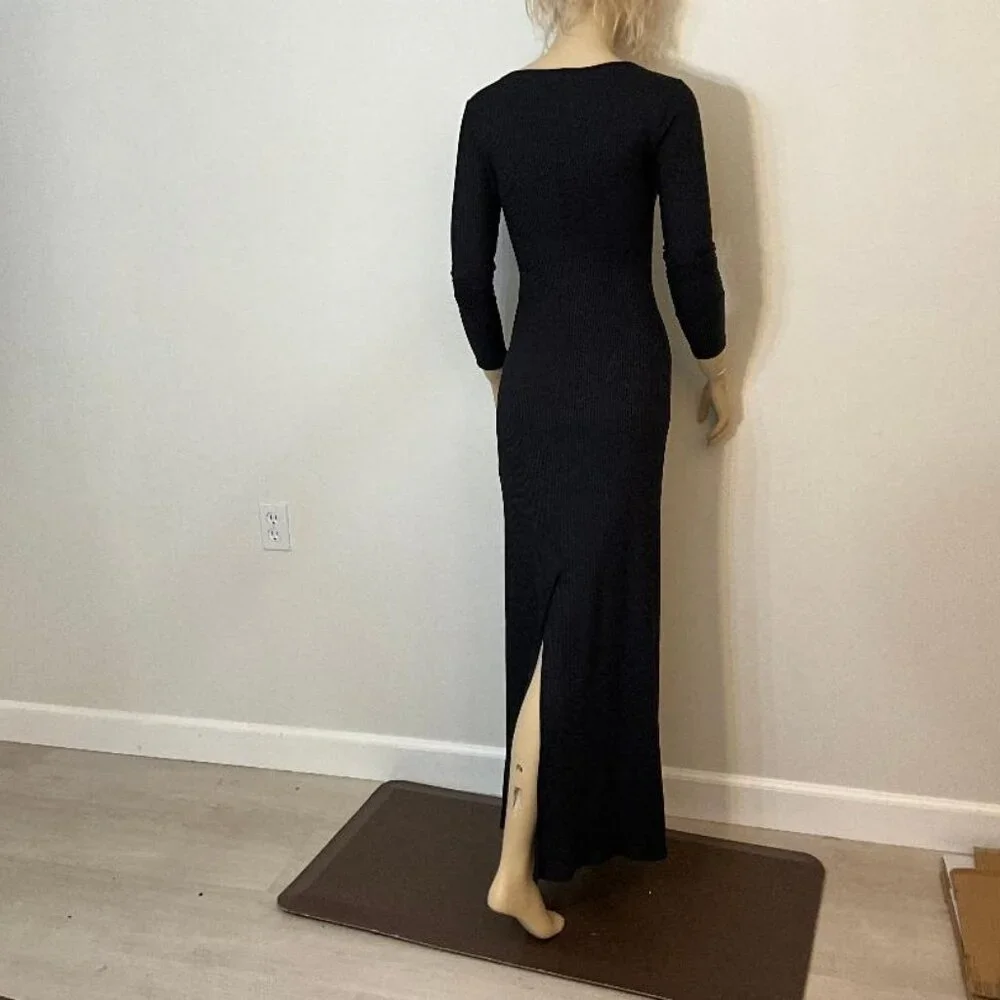 ABERCROMBIE & FITCH NWOT Black Bodycon Ribbed Maxi Dress Size S